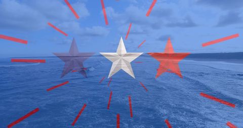 Patriotic stars with ocean background celebrating independence