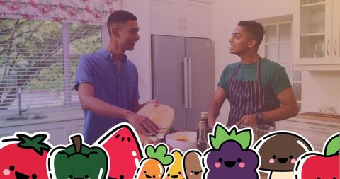 Joyful Moment of Friends Cooking Together in Modern Kitchen