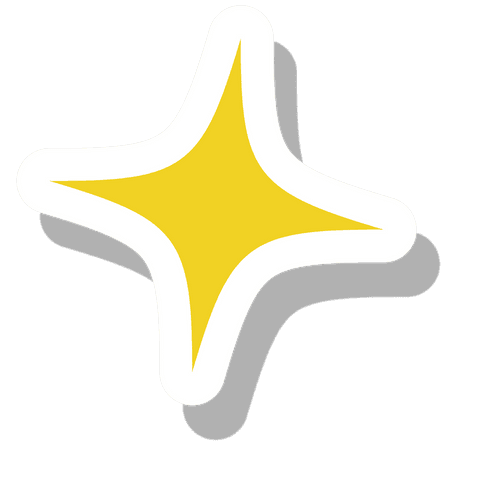 Yellow 4-pointed star icon on transparent background