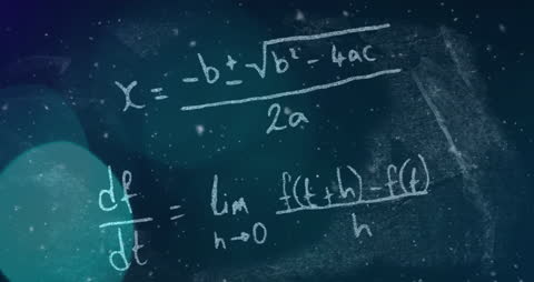 Mathematical Equations on Chalkboard with Spot Effects