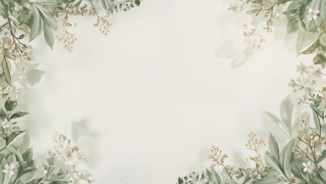 Soft green watercolor floral border with cream center for wedding invitations and stationery