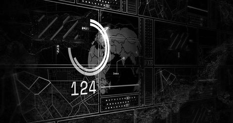 Futuristic HUD Tracking India Telemetry with Circular Gauge Numeric Readout 124