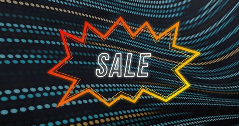 Dynamic Sale Burst with Abstract Digital Wave Background