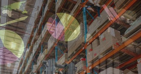 Financial Analysis Graphics Overlaying Warehousing Shelves - Download Free Stock Images Pikwizard.com