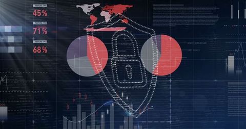 Digital Security Dashboard with Cyber Elements and Analytics
