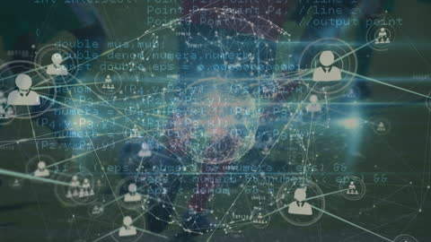Digital Network Connections Overlay on Soccer Players