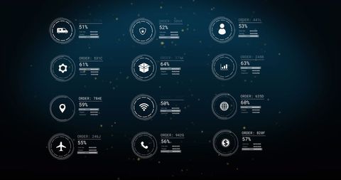Digital Interface Display with Data Processing Icons - Download Free Stock Images Pikwizard.com