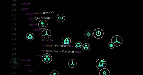 digital media icons overlay on cybersecurity data stream - Download Free Stock Images Pikwizard.com
