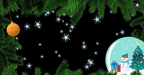 Festive Christmas Background with Falling Snow and Green Pine Tree Branches - Download Free Stock Images Pikwizard.com