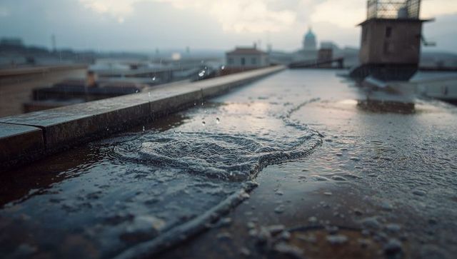Rainwater Swirls on Urban Rooftop
