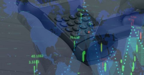 Digital Interface with Global Financial Data and Payment Terminal - Download Free Stock Images Pikwizard.com
