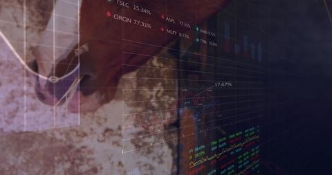 Horse and digital stock market data overlay concept