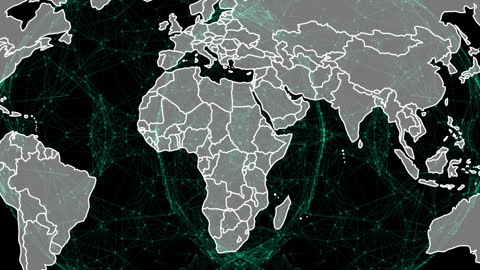 Global Network Connections on World Map