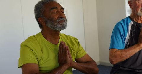 Senior Men Practicing Yoga Meditation Indoors with Calm Pose - Download Free Stock Images Pikwizard.com