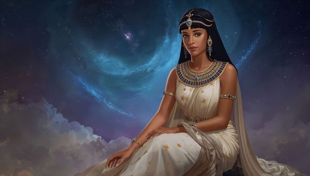 Celestial Royalty: Elegant Woman in Cosmic Vortex Fantasy