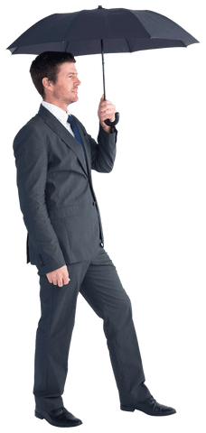 Professional Man Sheltering Under Transparent Umbrella Effect