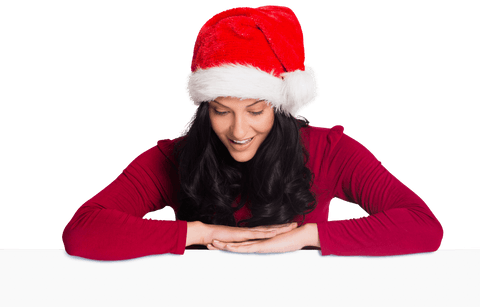 woman in santa hat and red sweater smiling transparent isolated - Download Free Stock Videos Pikwizard.com