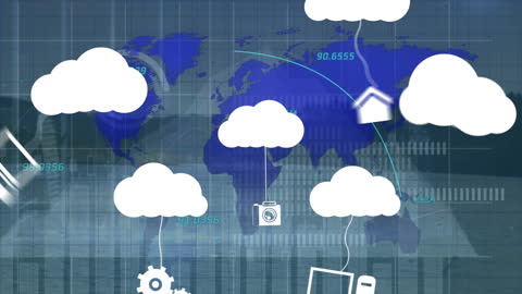 Global Cloud Network with Data Processing Concept