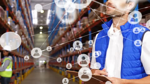 Digital Network Over Workers in Modern Warehouse Environment
