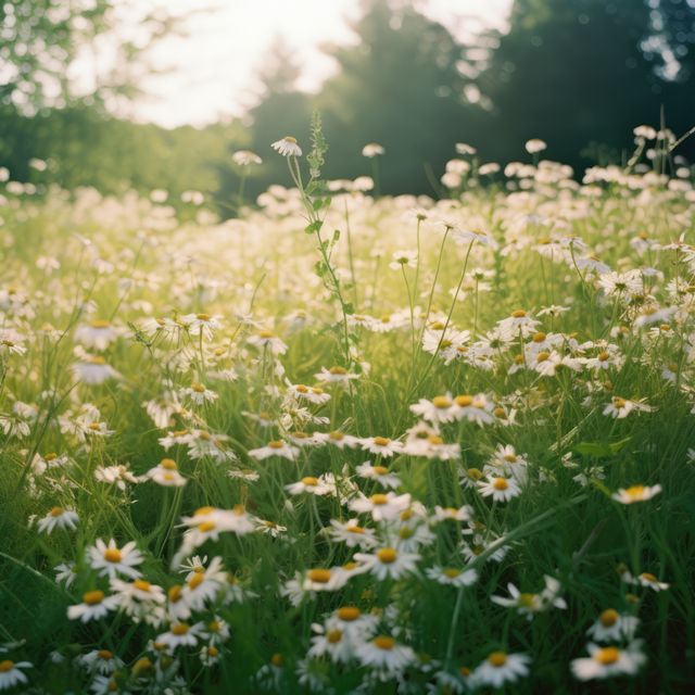 Close up of meadow with multiple white daisies created using generative ai technology - Download Free Stock Photos Pikwizard.com