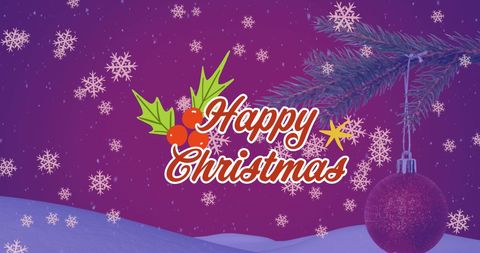 Festive Christmas Greeting with Bauble and Snowflakes