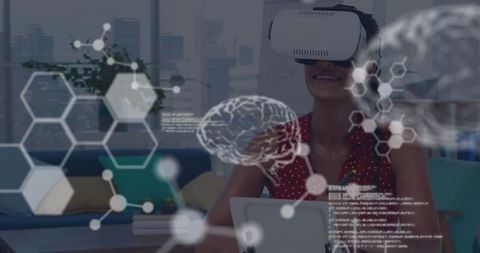 Woman Exploring Brain Simulation with VR in Modern Office - Download Free Stock Images Pikwizard.com