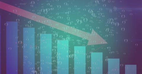 Falling Bar Graph and Bubbles on Digital Interface - Download Free Stock Images Pikwizard.com