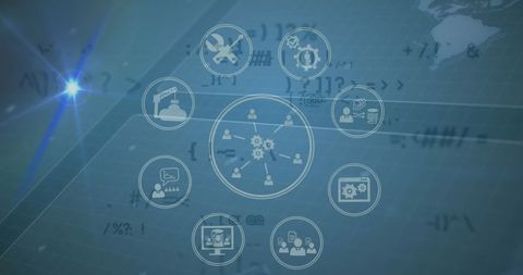 Digital Network and Data Processing on Blue Background - Download Free Stock Images Pikwizard.com
