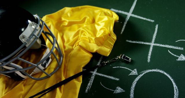 Football Helmet and Jersey on Chalkboard with Strategy - Download Free Stock Images Pikwizard.com