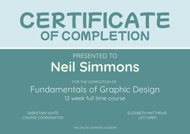 Modern Certificate of Completion Layout for Academic Courses - Download Free Stock Videos Pikwizard.com
