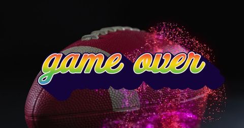 Game over concept with rugby ball and vibrant abstract background