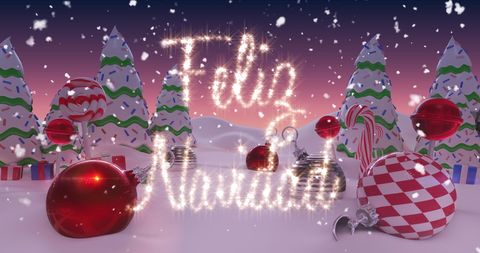 Sparkling Feliz Navidad in Festive Snowy Landscape