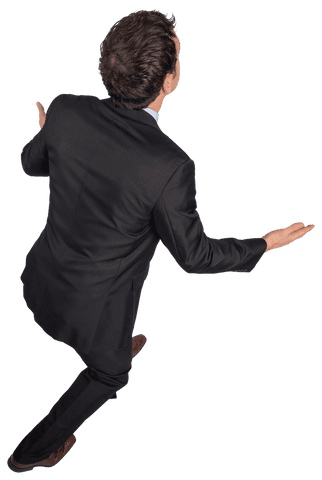 Transparent businessman gesture welcoming pose