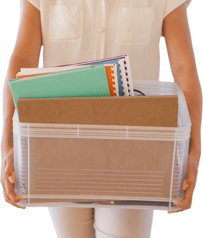 transparent box with office documents being held by woman - Download Free Stock Videos Pikwizard.com