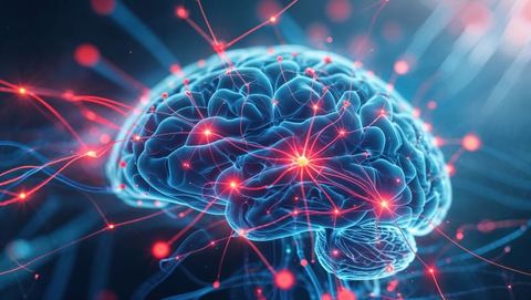 Futuristic brain network with neon connectivity