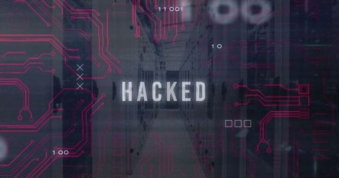 Cybersecurity breach alert in digital server room concept