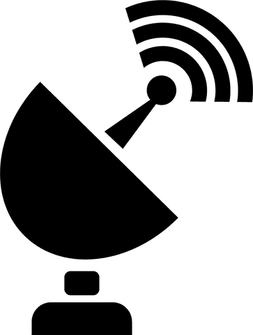 Transparent vector satellite antenna icon for communication designs