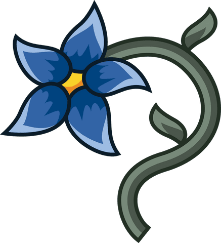 Minimalist Blue Flower Illustration on Transparent Background