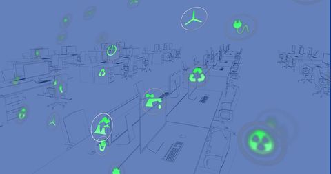 Green technology concepts in digital workspace illustration