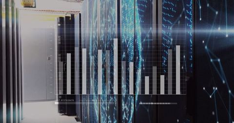 Holographic Chart Displayed in Modern Data Center