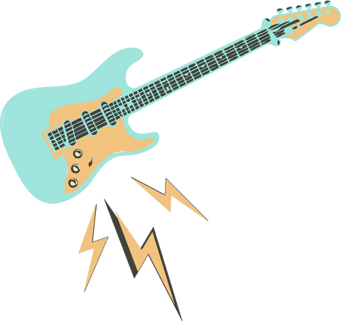floating electric guitar with pastel lightning fully transparent design - Download Free Stock Videos Pikwizard.com