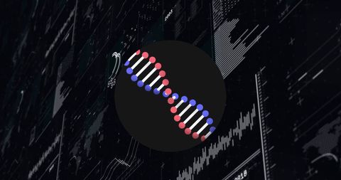 Digital DNA Strand on Global Black Background
