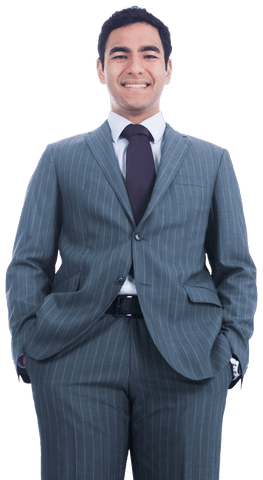 Happy Asian Businessman Smiling Confidently on Transparent Background