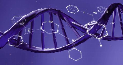 dna helix with structural formulas and data visualization - Download Free Stock Images Pikwizard.com