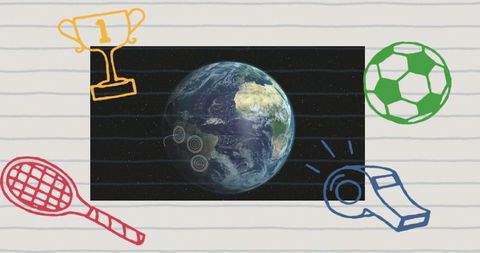 Earth with Sports Doodles for Motivation and Creativity