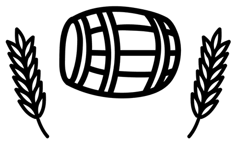 Transparent barrel with barley ears icon for brewing concepts