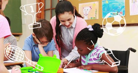 Diverse classroom with engaged teacher and students