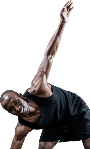 transparent athletic man smiling while stretching before workout - Download Free Stock Videos Pikwizard.com