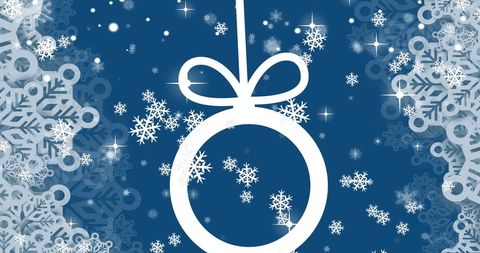 Christmas snowflakes with white bauble on blue background