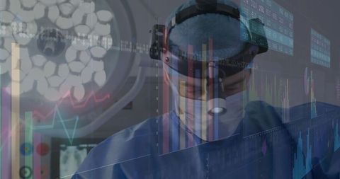Surgeon with Digital Data Overlay in High-Tech Operating Room